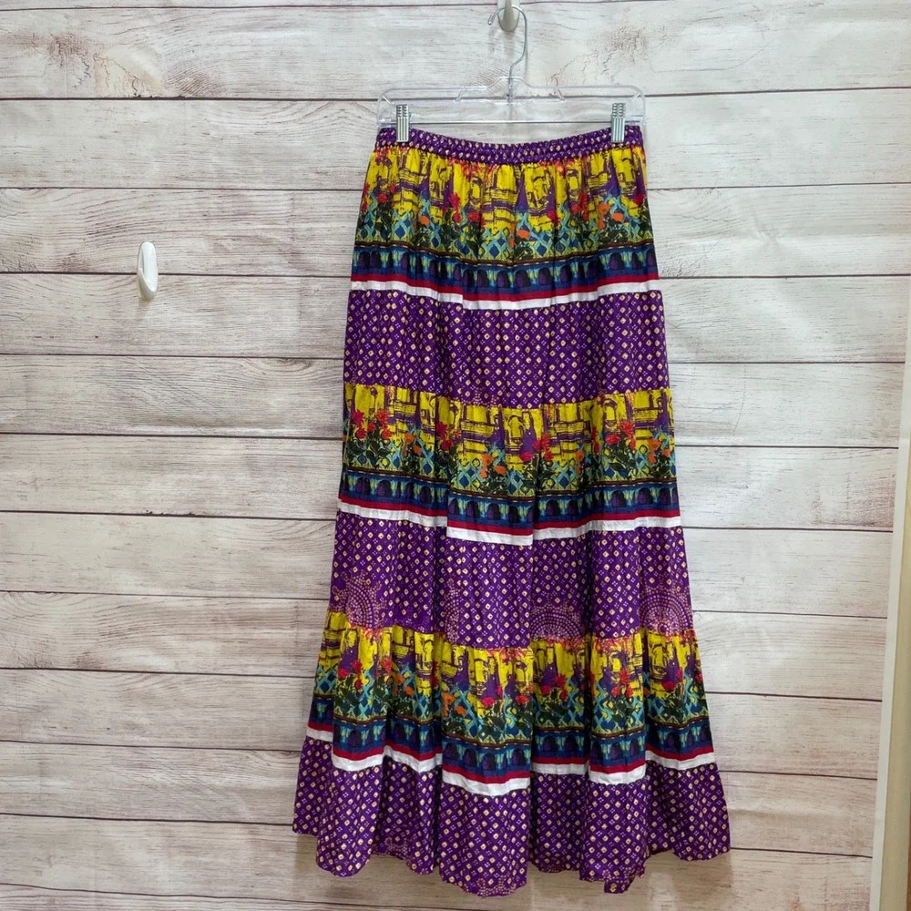 COLORFUL BOHO MAXI SKIRT IN 100% COTTON‎